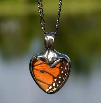 Real Monarch Wing Necklace